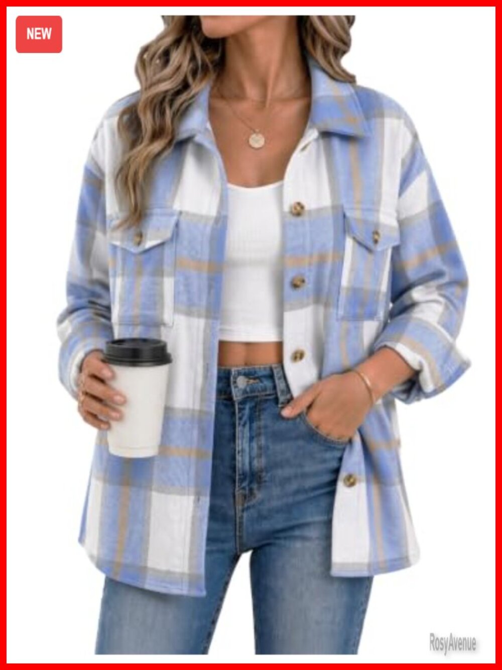 Women's Plaid Shacket Button Down Long Sleeve Flannel Jacket